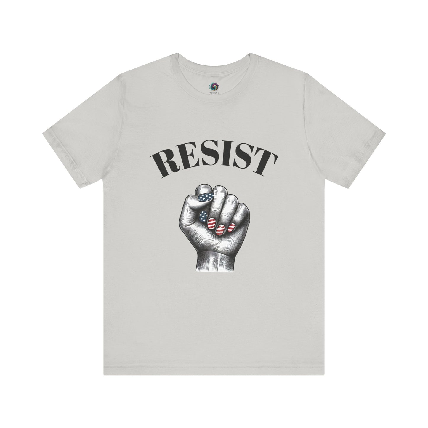Resist Feminist Power Fist Tee – USA Flag Nails Protest Shirt - WhimSpin - https://whimspin.com