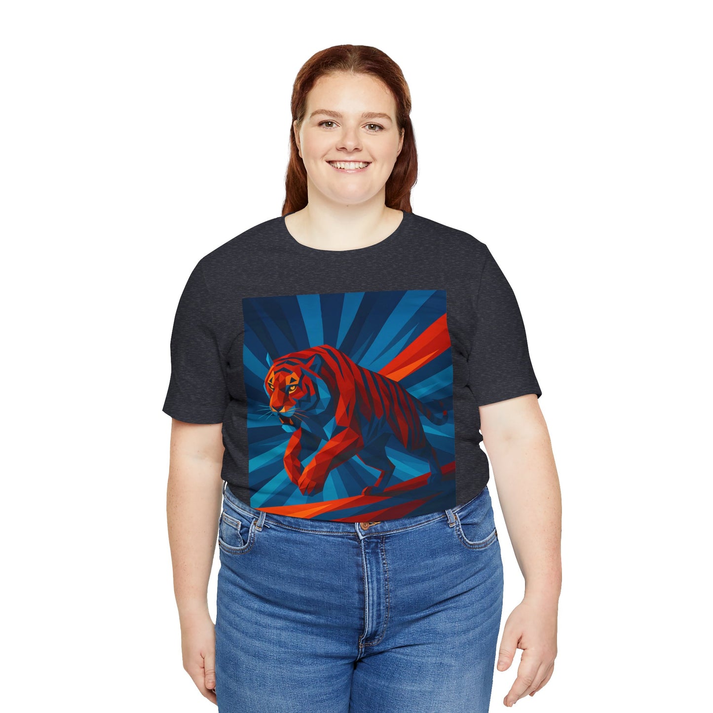 Geometric Tiger T-Shirt – Bold Jungle Animal Tee in Abstract Style - WhimSpin - https://whimspin.com