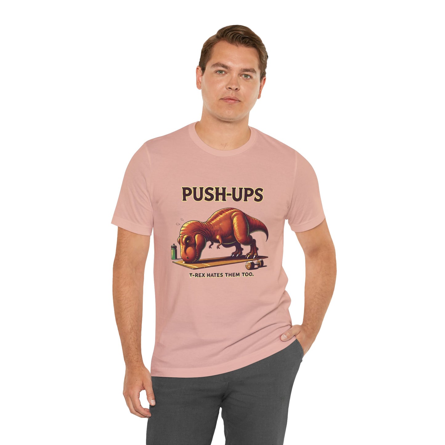 T-Rex Push-Up Graphic Tee – Funny Dinosaur Workout Graphic Shirt