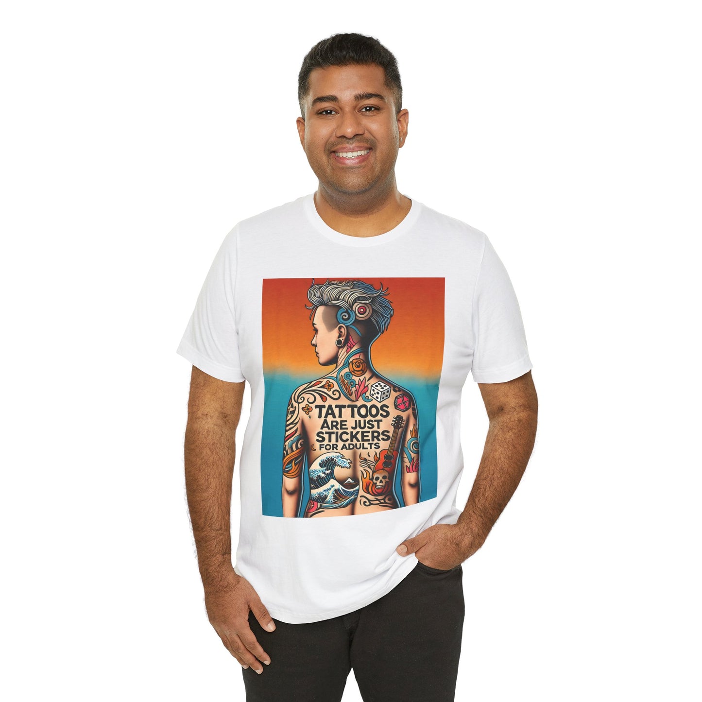Tattoos Are Just Stickers for Adults T-Shirt – Funny Tattoo Lover Graphic Tee - WhimSpin - https://whimspin.com