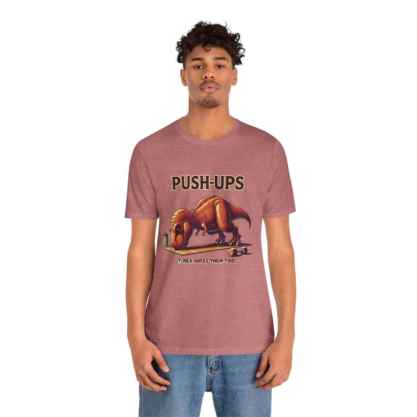 T-Rex Push-Up Graphic Tee – Funny Dinosaur Workout Graphic Shirt