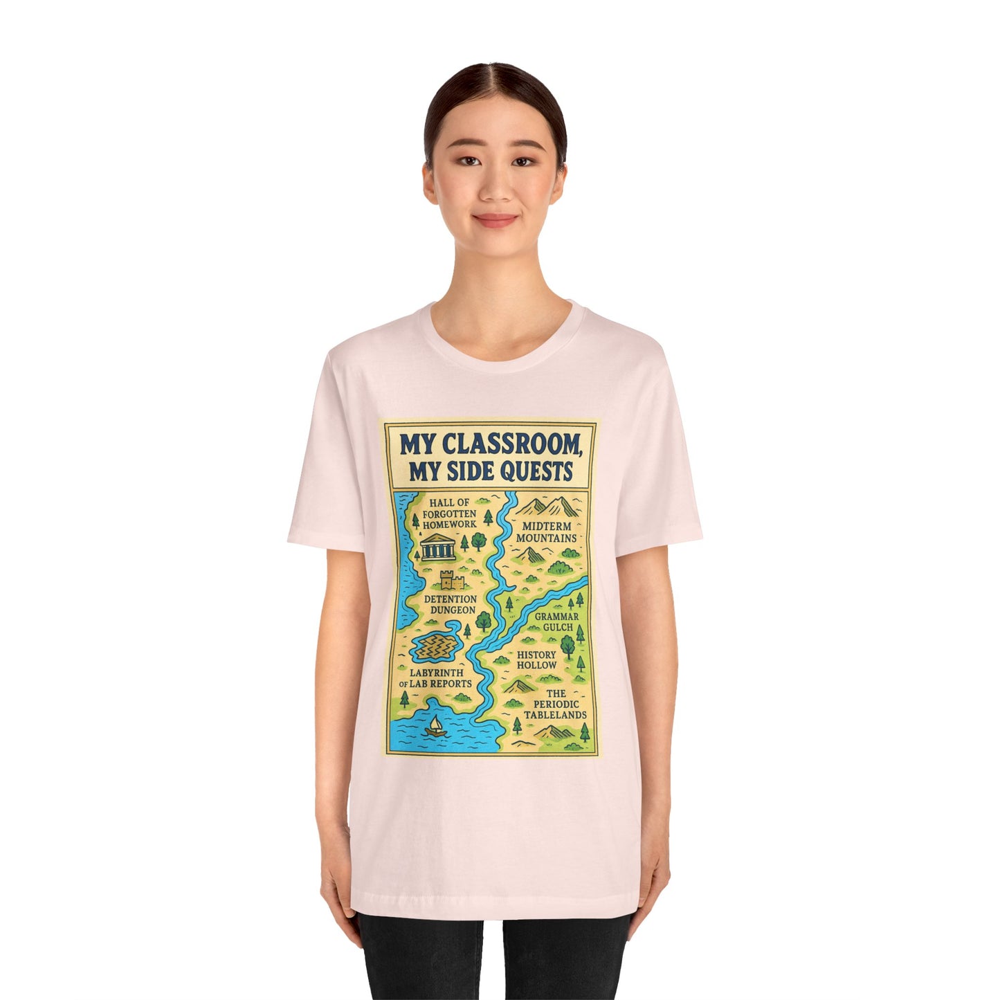 My Classroom, My Side Quests T-Shirt – RPG Map Tee for Teachers