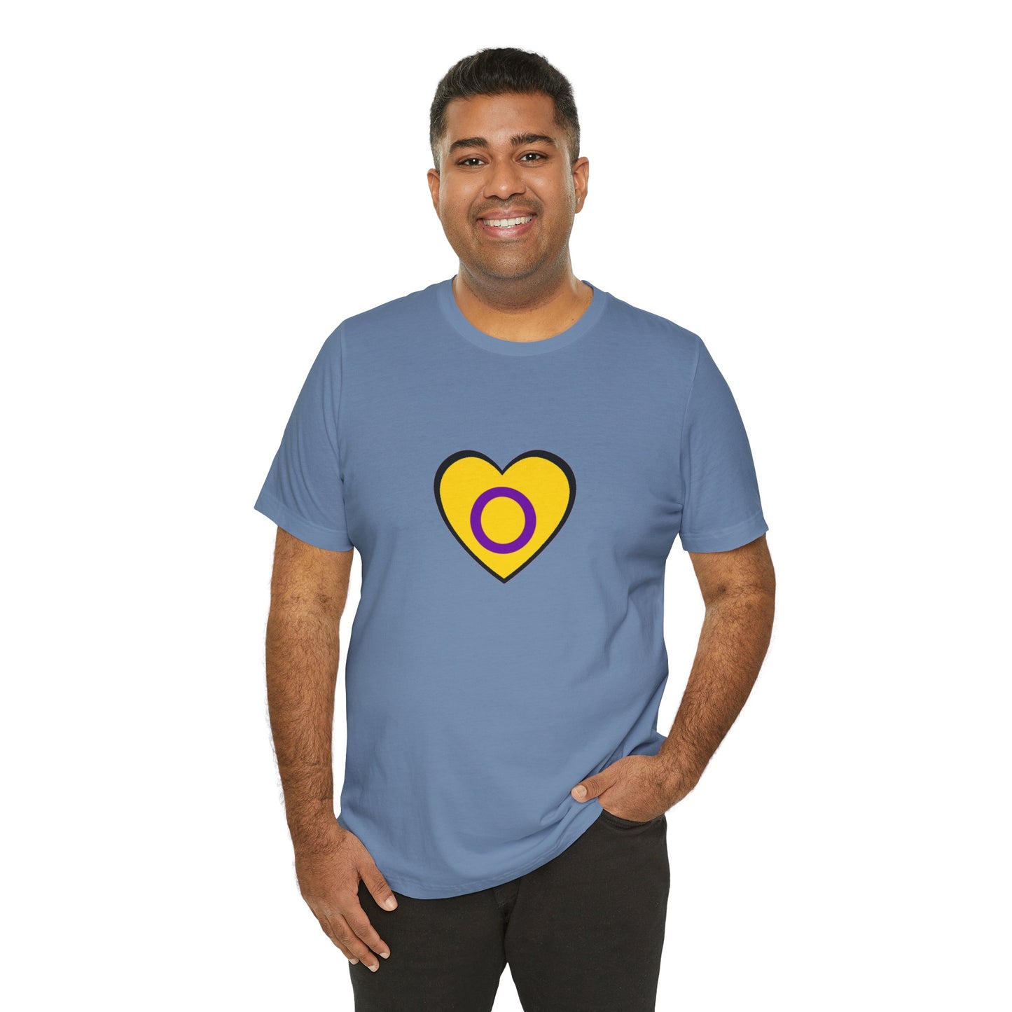 Intersex Pride Flag Heart T-Shirt – Minimalist LGBTQ+ Support Tee - WhimSpin - https://whimspin.com