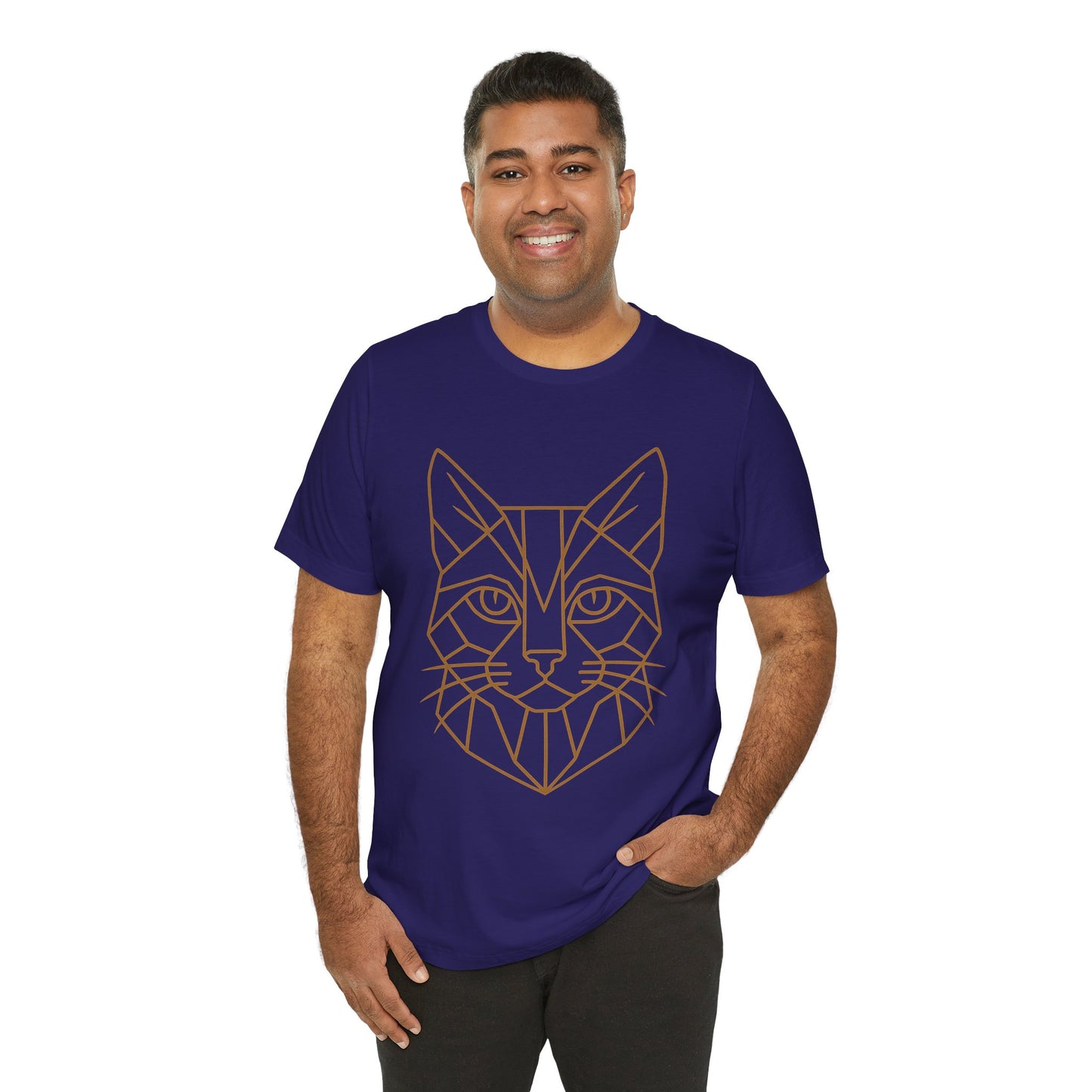 Geometric Cat T-Shirt – Minimalist Line Art Tee - WhimSpin - https://whimspin.com