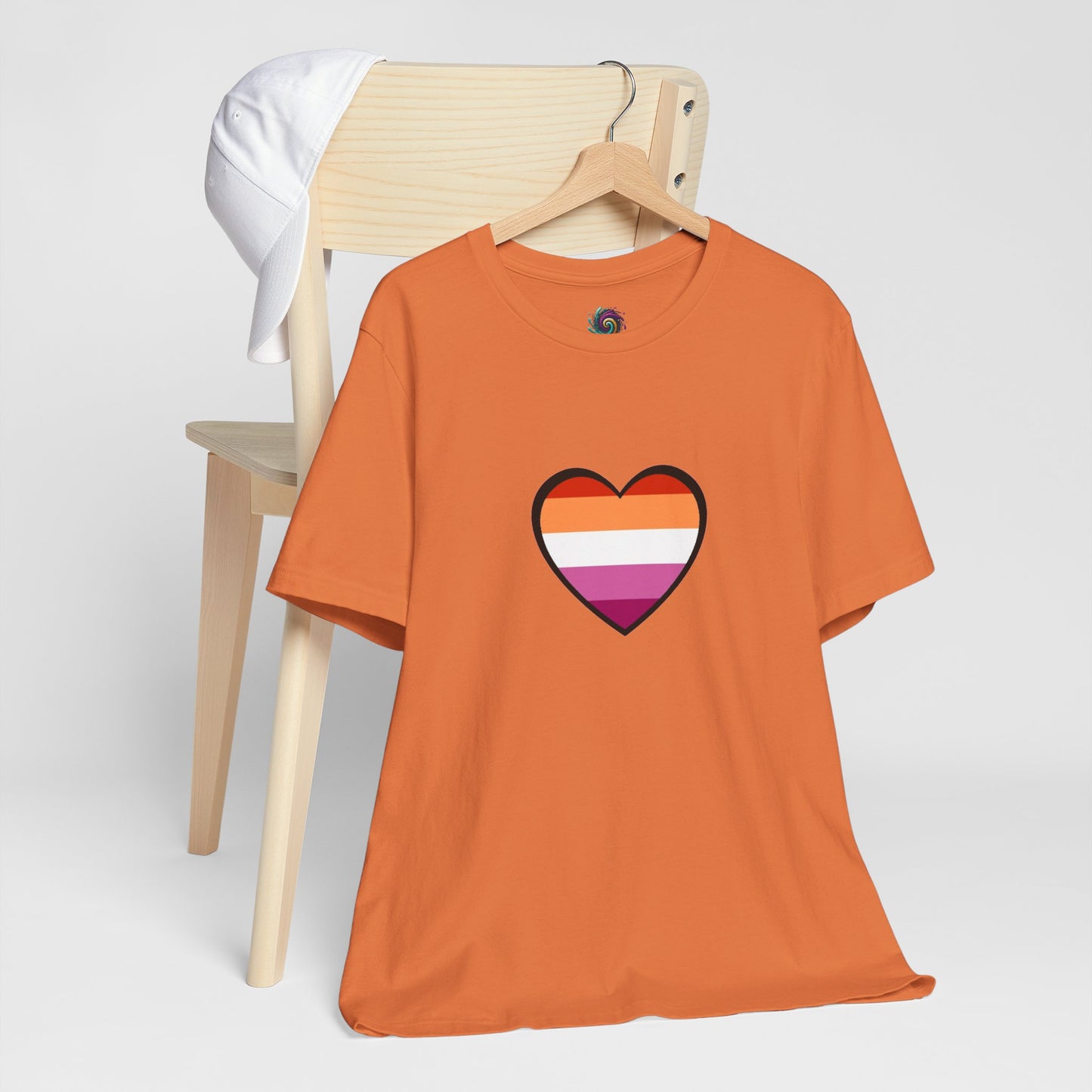 Lesbian Pride Flag Heart T-Shirt – Bold LGBTQ+ Graphic Tee - WhimSpin - https://whimspin.com