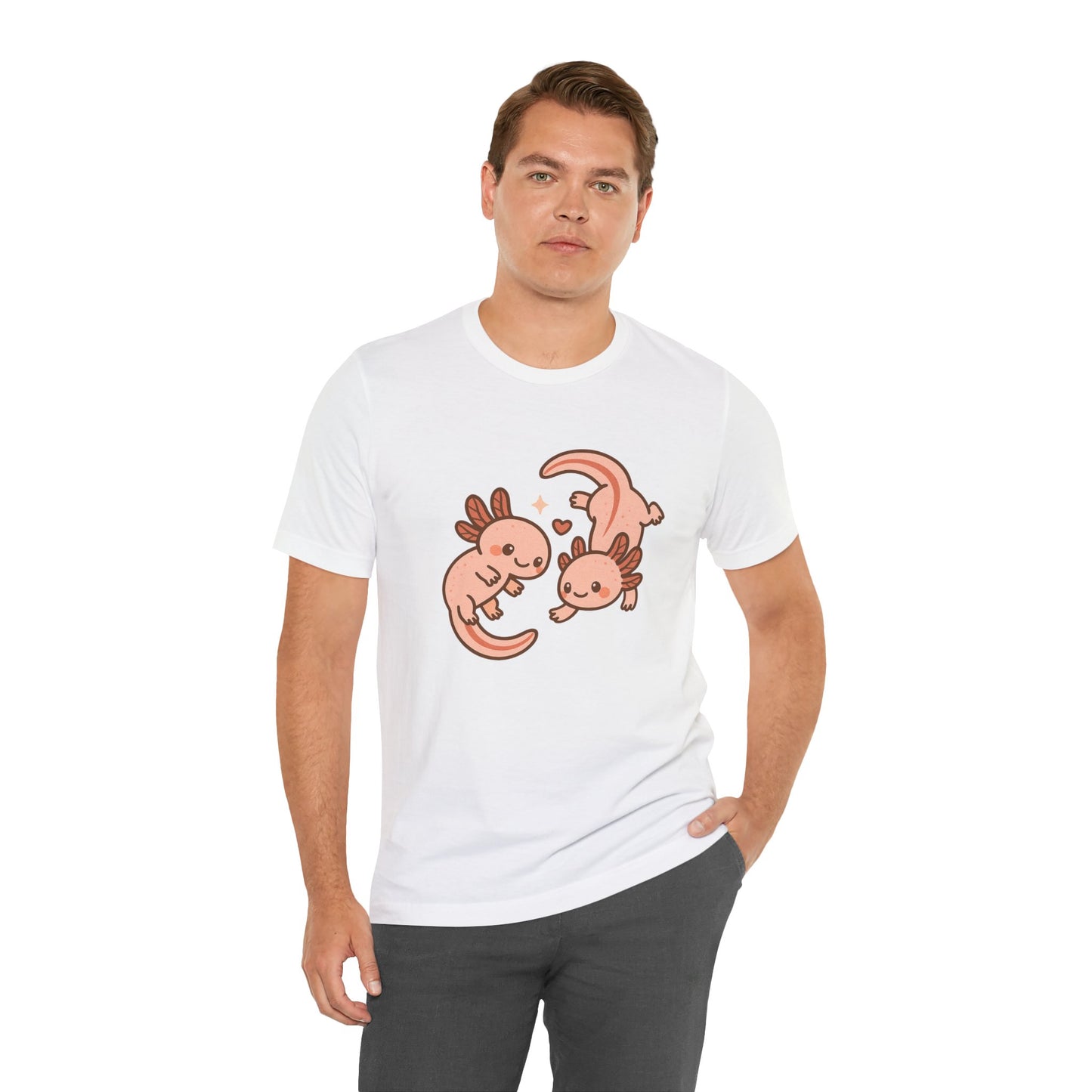 Kawaii Axolotl T-Shirt – Cute Tee with Smiling Axolotls - WhimSpin - https://whimspin.com
