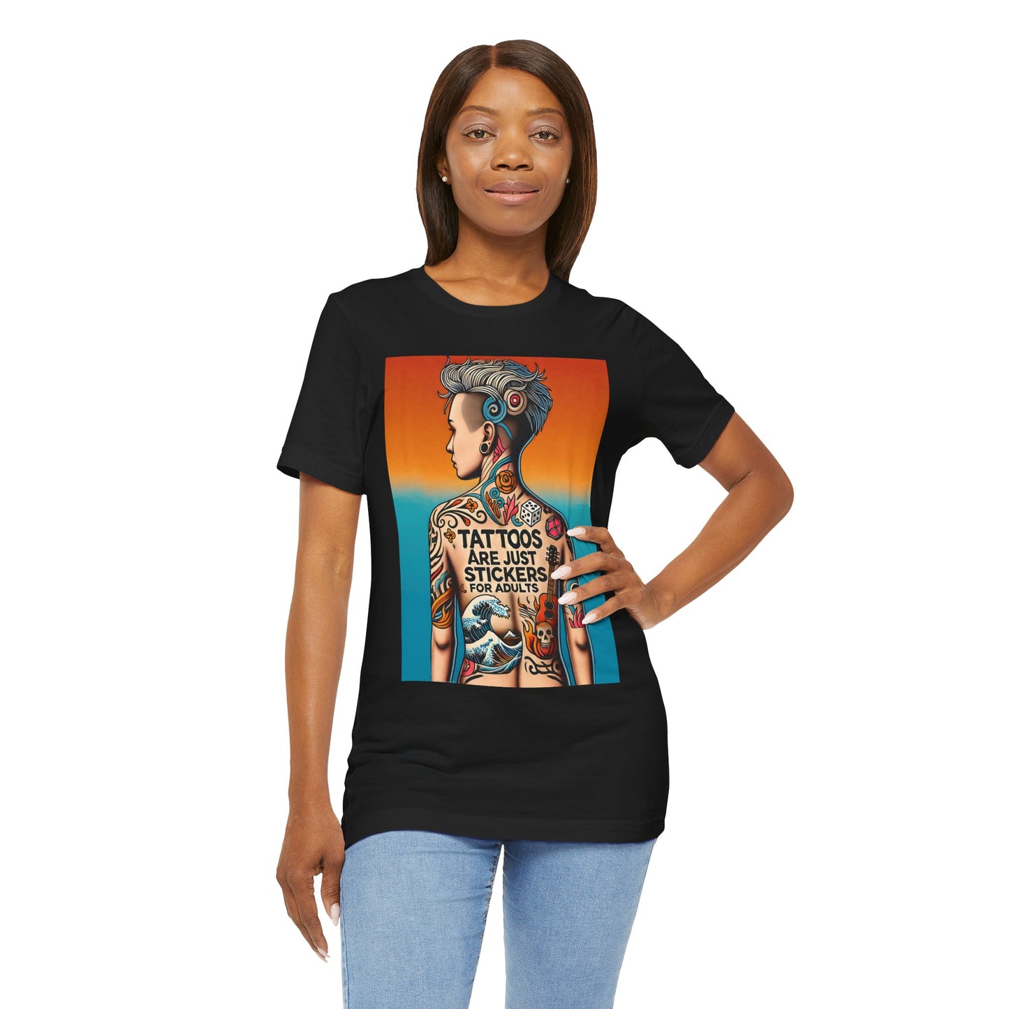 Tattoos Are Just Stickers for Adults T-Shirt – Funny Tattoo Lover Graphic Tee - WhimSpin - https://whimspin.com