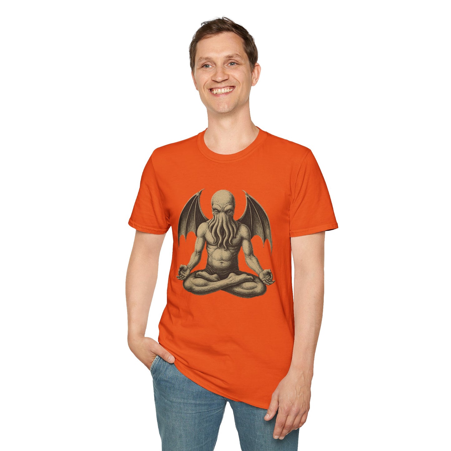 Meditating Cthulhu T-Shirt – Unisex Mythos Tee for Sci-Fi & Festival Fans - WhimSpin - https://whimspin.com