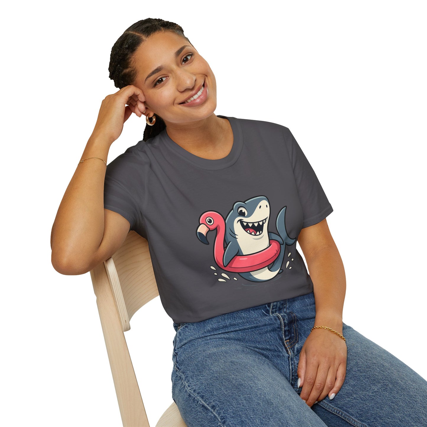 Shark & Flamingo Floatie T-Shirt – Funny Beach & Pool Day Tee