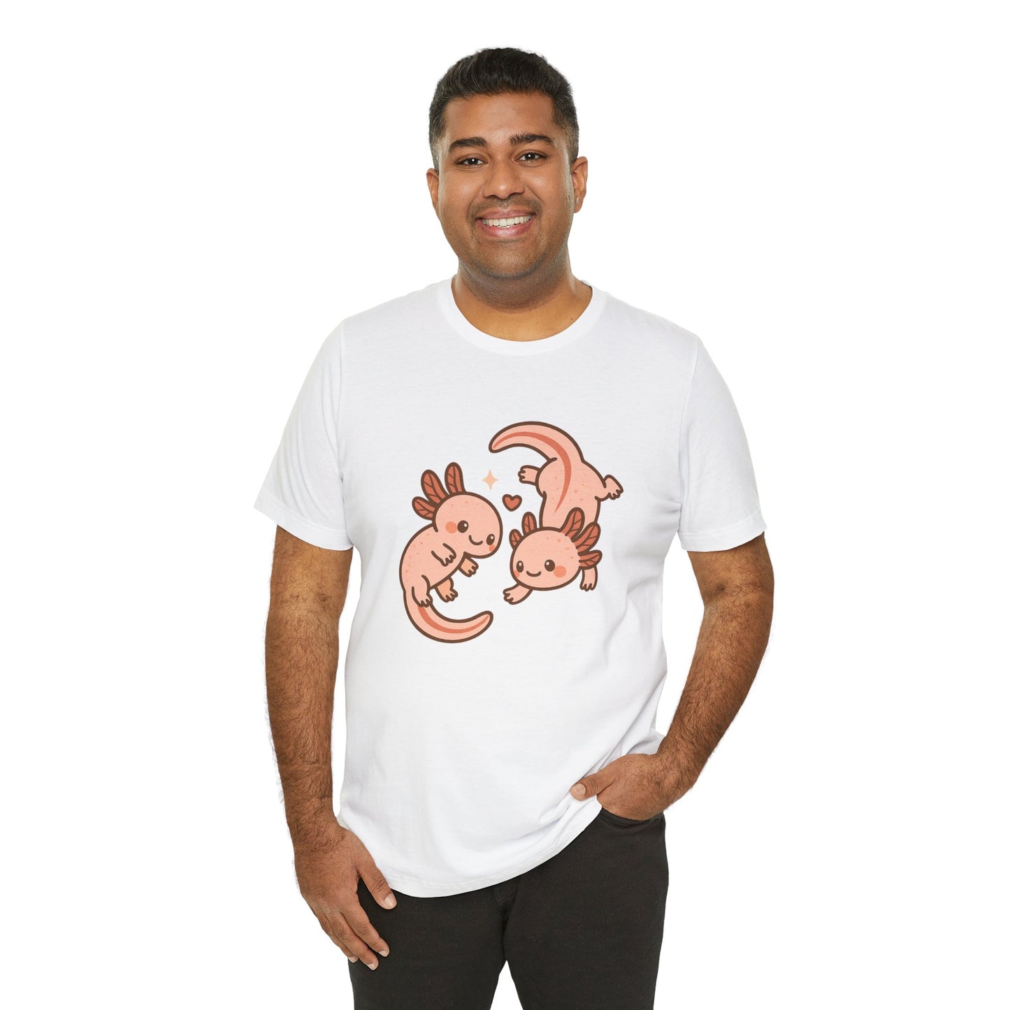 Kawaii Axolotl T-Shirt – Cute Tee with Smiling Axolotls - WhimSpin - https://whimspin.com