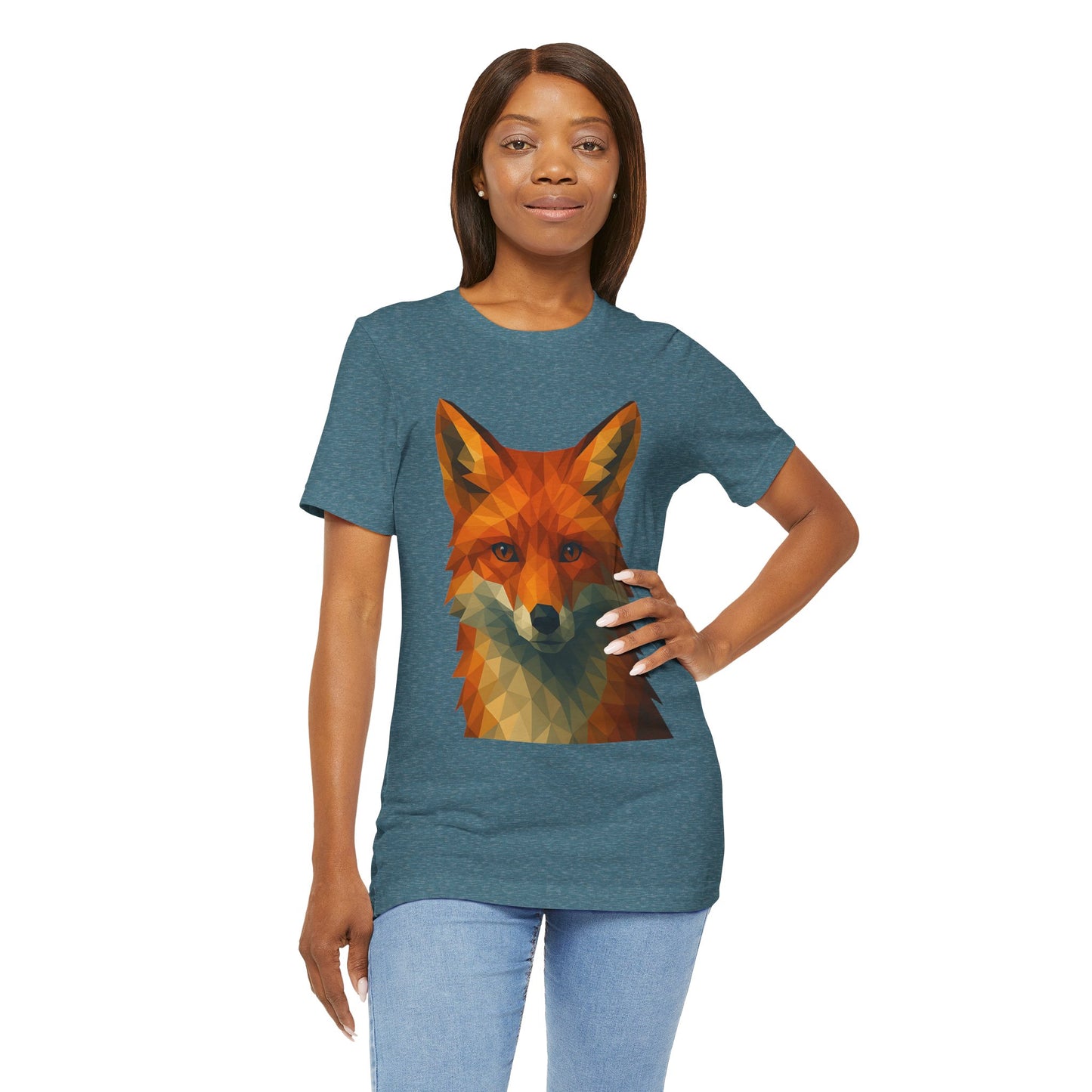 Geometric Fox T-Shirt – Polygon Animal Tee with Nature Vibes - WhimSpin - https://whimspin.com