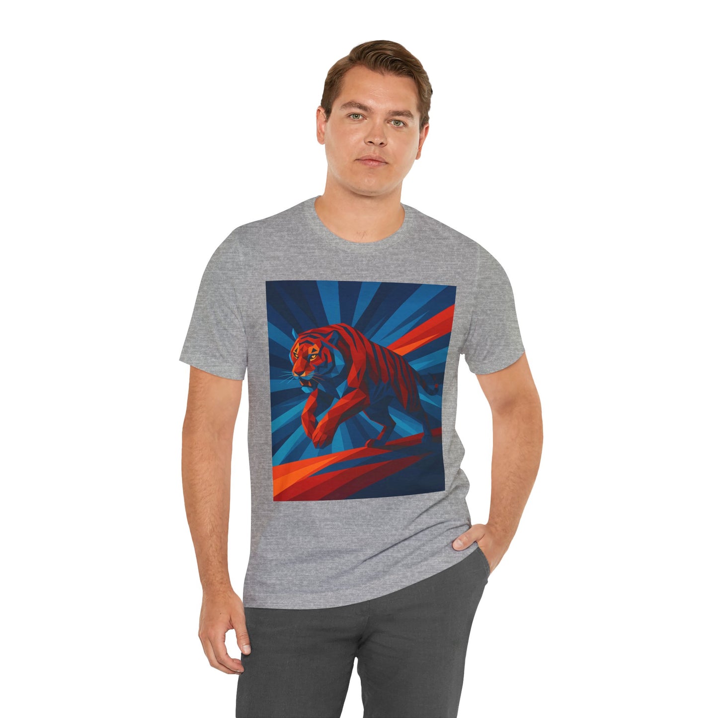 Geometric Tiger T-Shirt – Bold Jungle Animal Tee in Abstract Style - WhimSpin - https://whimspin.com