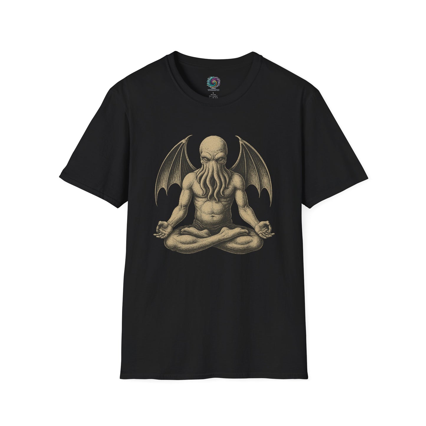 Meditating Cthulhu T-Shirt – Unisex Mythos Tee for Sci-Fi & Festival Fans - WhimSpin - https://whimspin.com