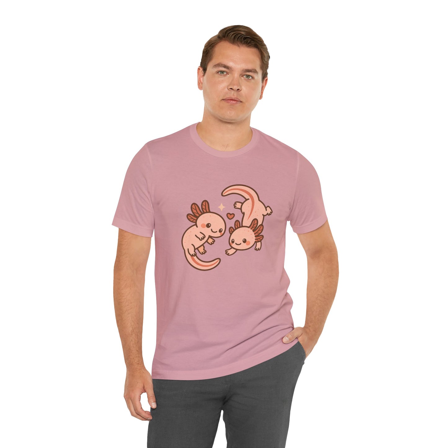 Kawaii Axolotl T-Shirt – Cute Tee with Smiling Axolotls - WhimSpin - https://whimspin.com