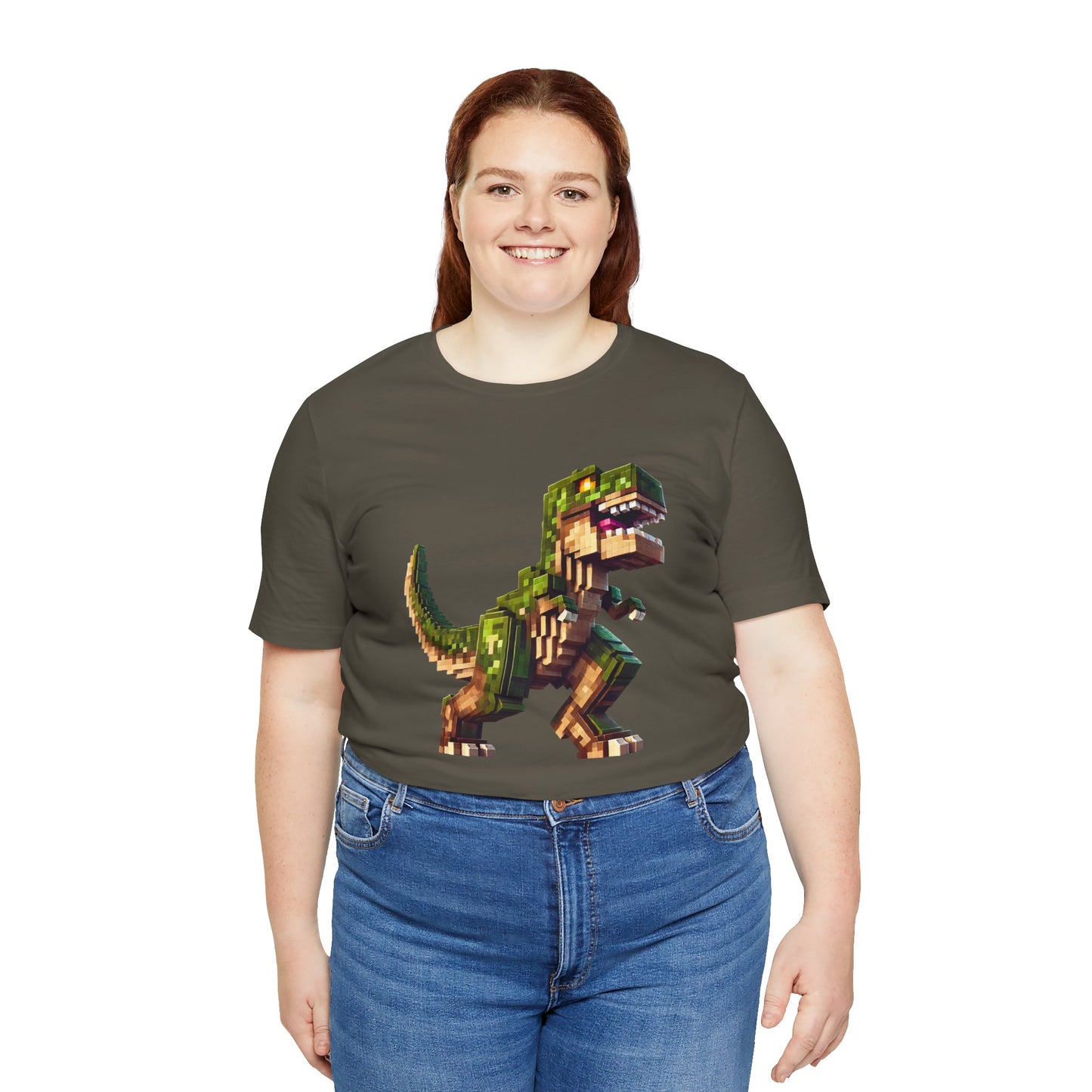 Pixel Dinosaur T-Shirt – Retro Dino Graphic Tee for Adults