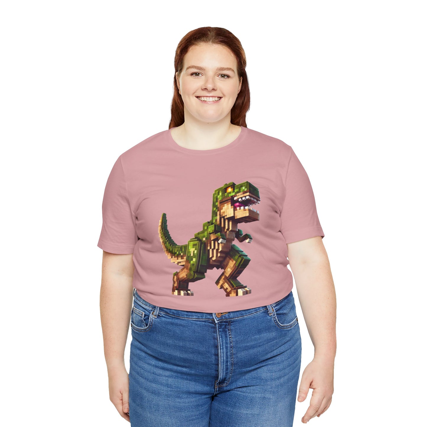 Pixel Dinosaur T-Shirt – Retro Dino Graphic Tee for Adults