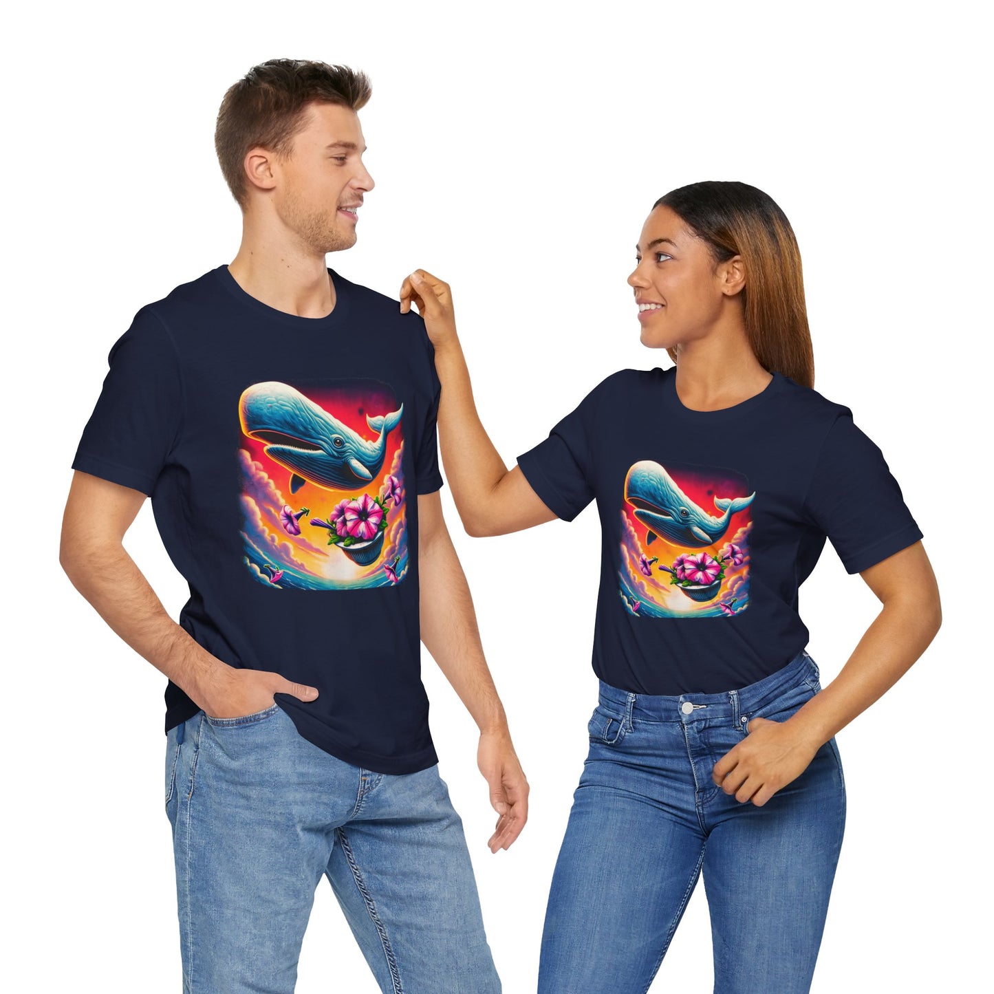"Oh No, Not Again" Petunias and Whale Funny TShirt – Unisex Tee