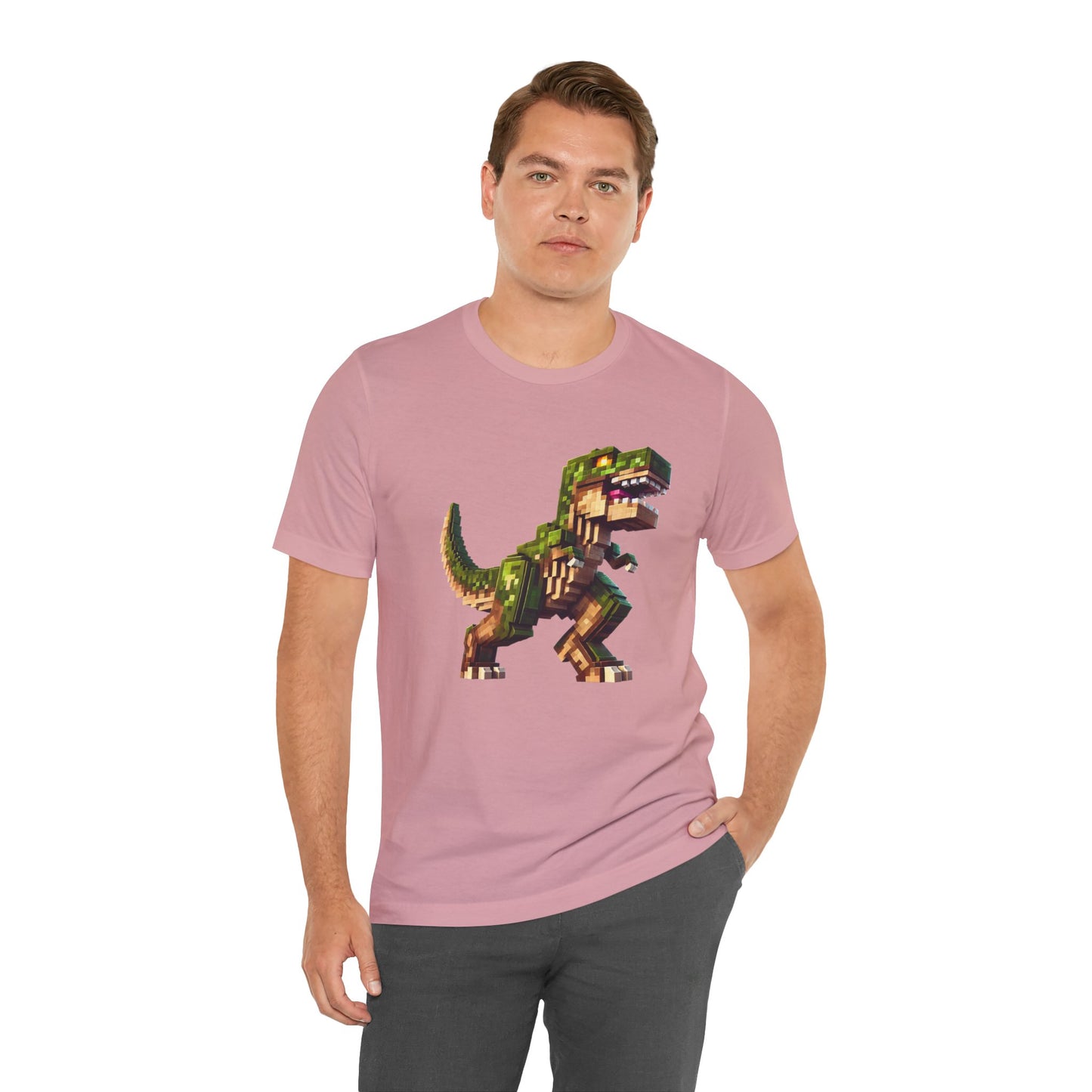 Pixel Dinosaur T-Shirt – Retro Dino Graphic Tee for Adults