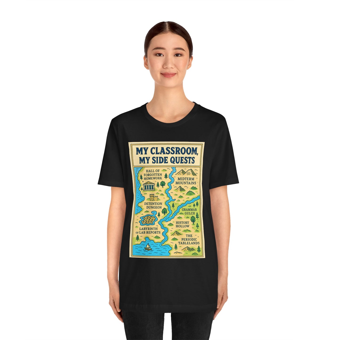 My Classroom, My Side Quests T-Shirt – RPG Map Tee for Teachers
