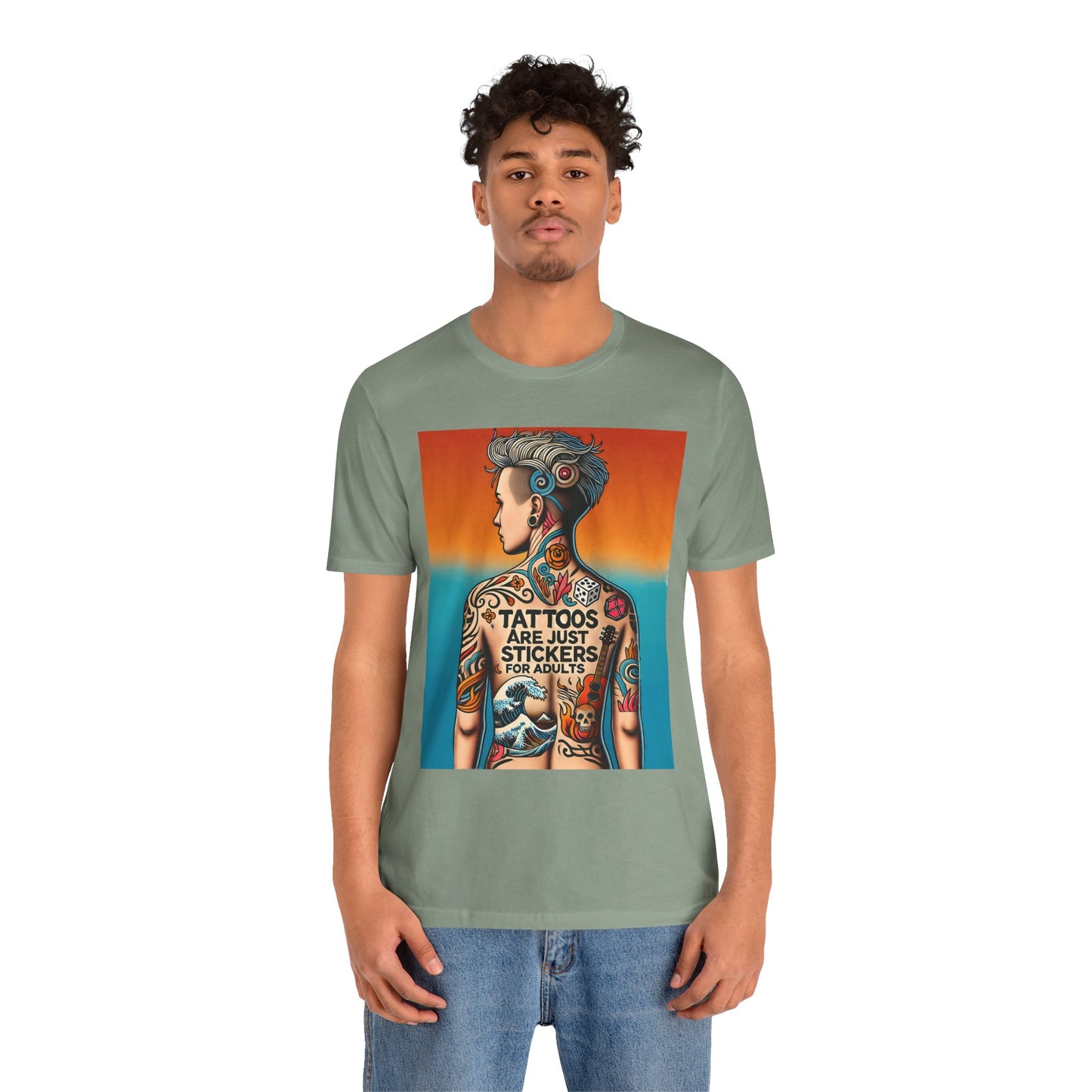 Tattoos Are Just Stickers for Adults T-Shirt – Funny Tattoo Lover Graphic Tee - WhimSpin - https://whimspin.com