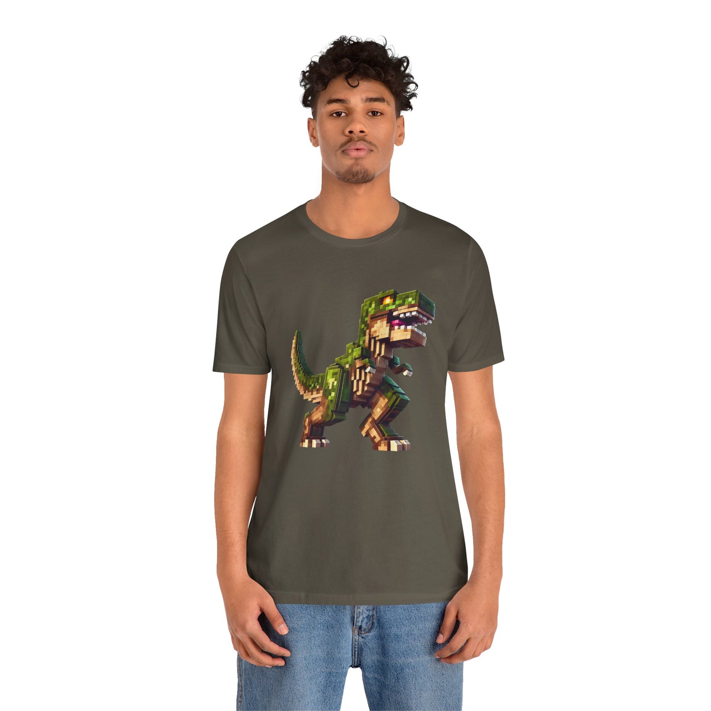 Pixel Dinosaur T-Shirt – Retro Dino Graphic Tee for Adults