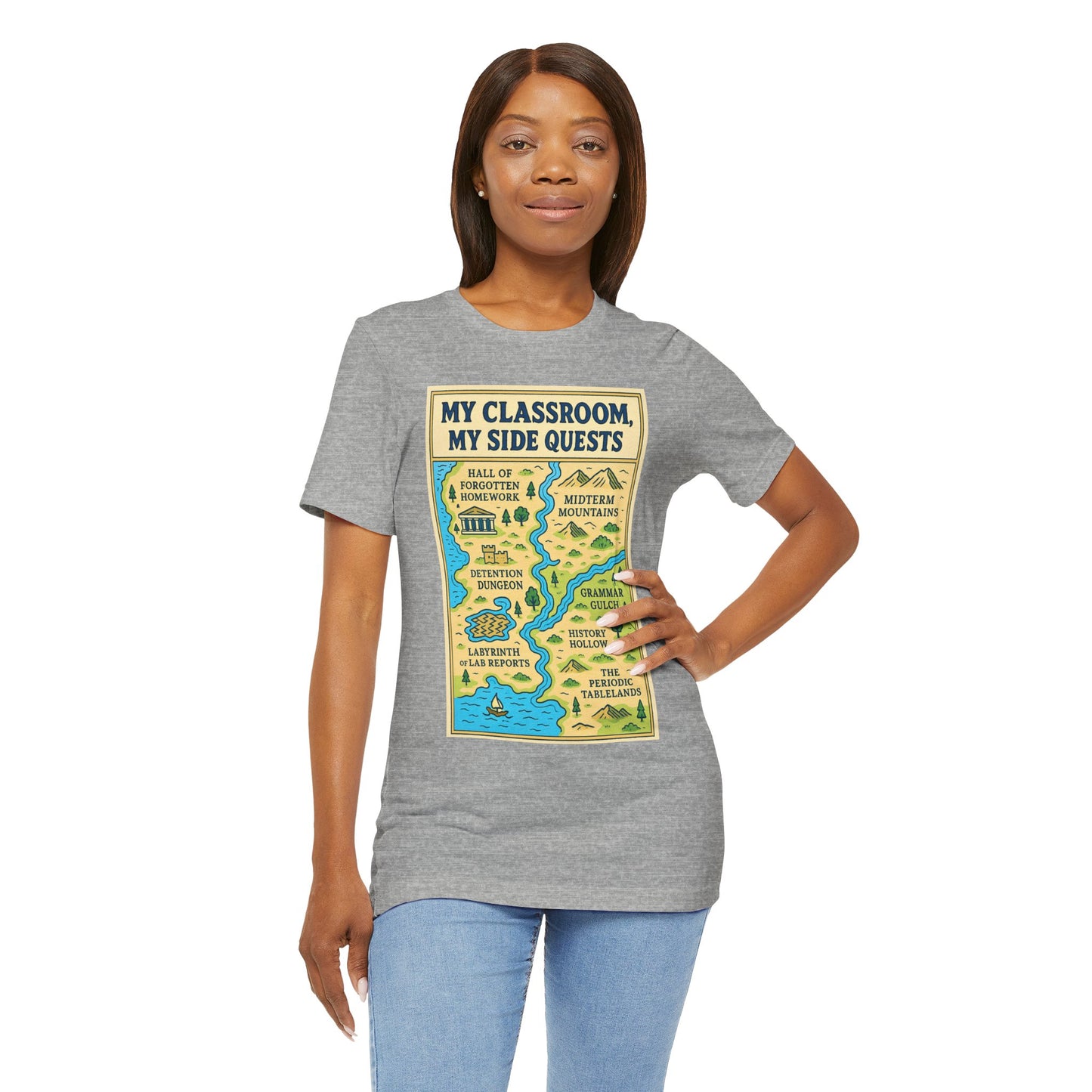 My Classroom, My Side Quests T-Shirt – RPG Map Tee for Teachers
