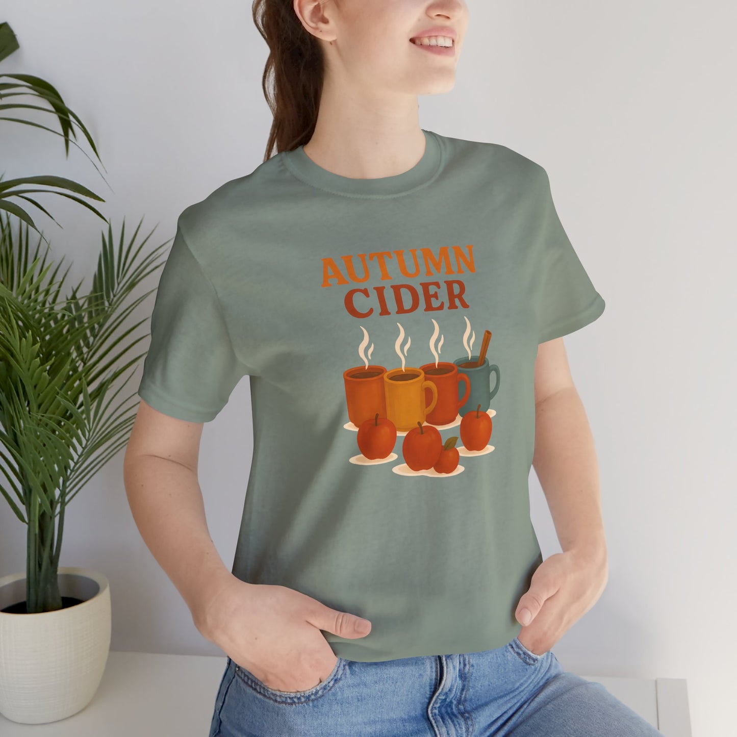 Autumn Cider T-Shirt – Cozy Fall Graphic Tee with Steaming Mugs