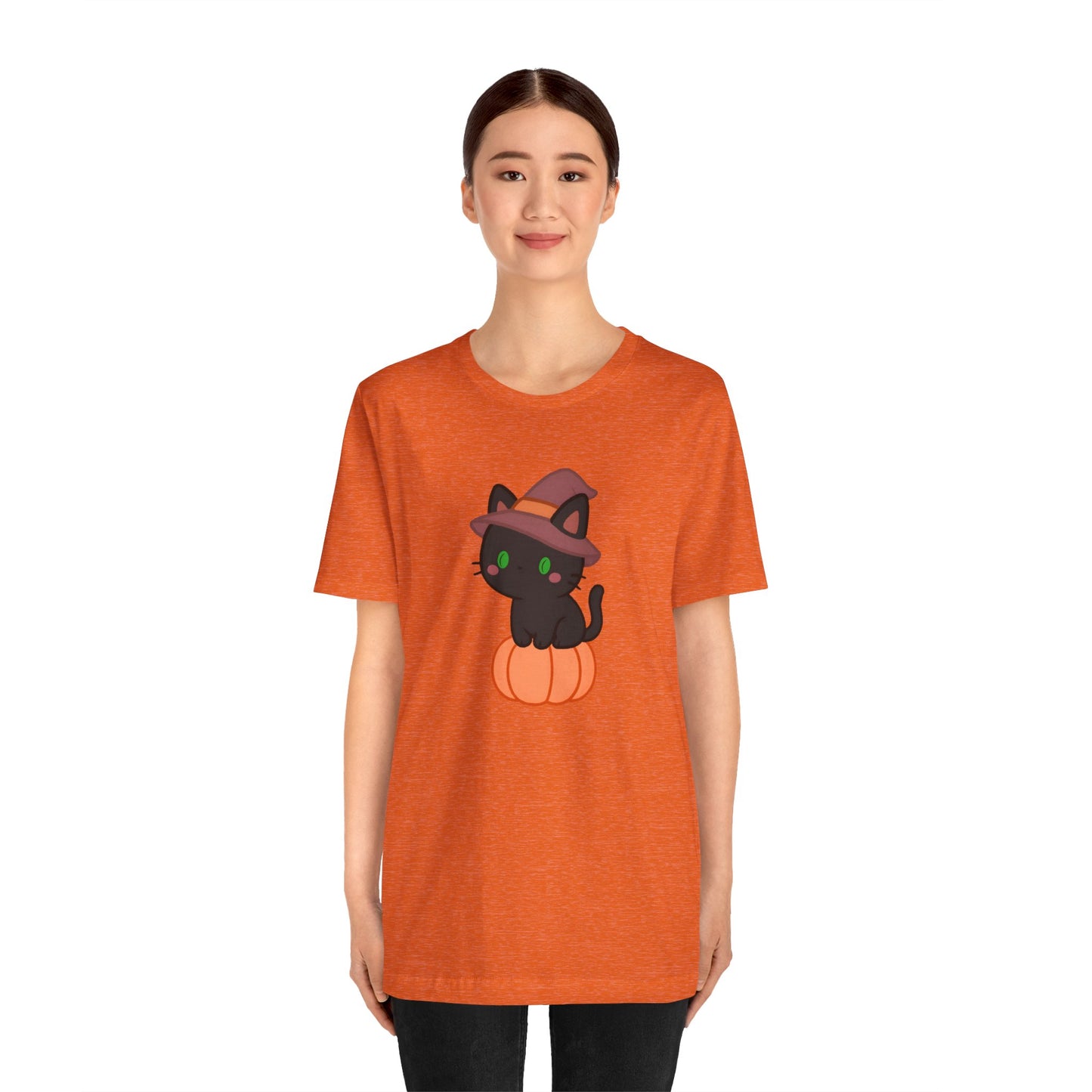 Halloween Cat Shirt – Cute Cat on a Pumpkin Graphic Tee