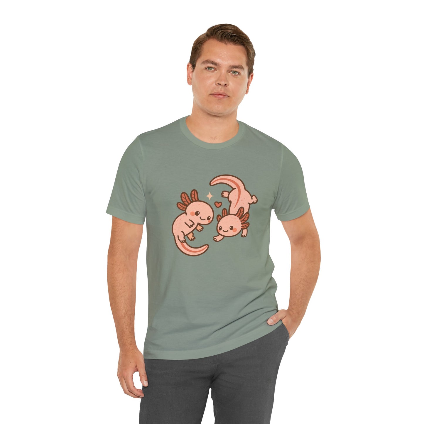 Kawaii Axolotl T-Shirt – Cute Tee with Smiling Axolotls - WhimSpin - https://whimspin.com
