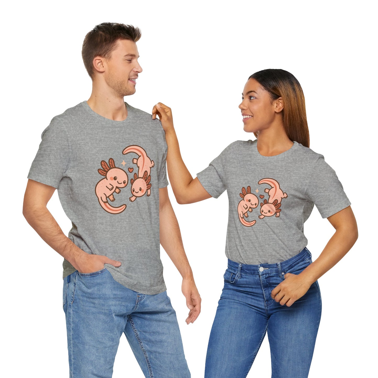 Kawaii Axolotl T-Shirt – Cute Tee with Smiling Axolotls - WhimSpin - https://whimspin.com