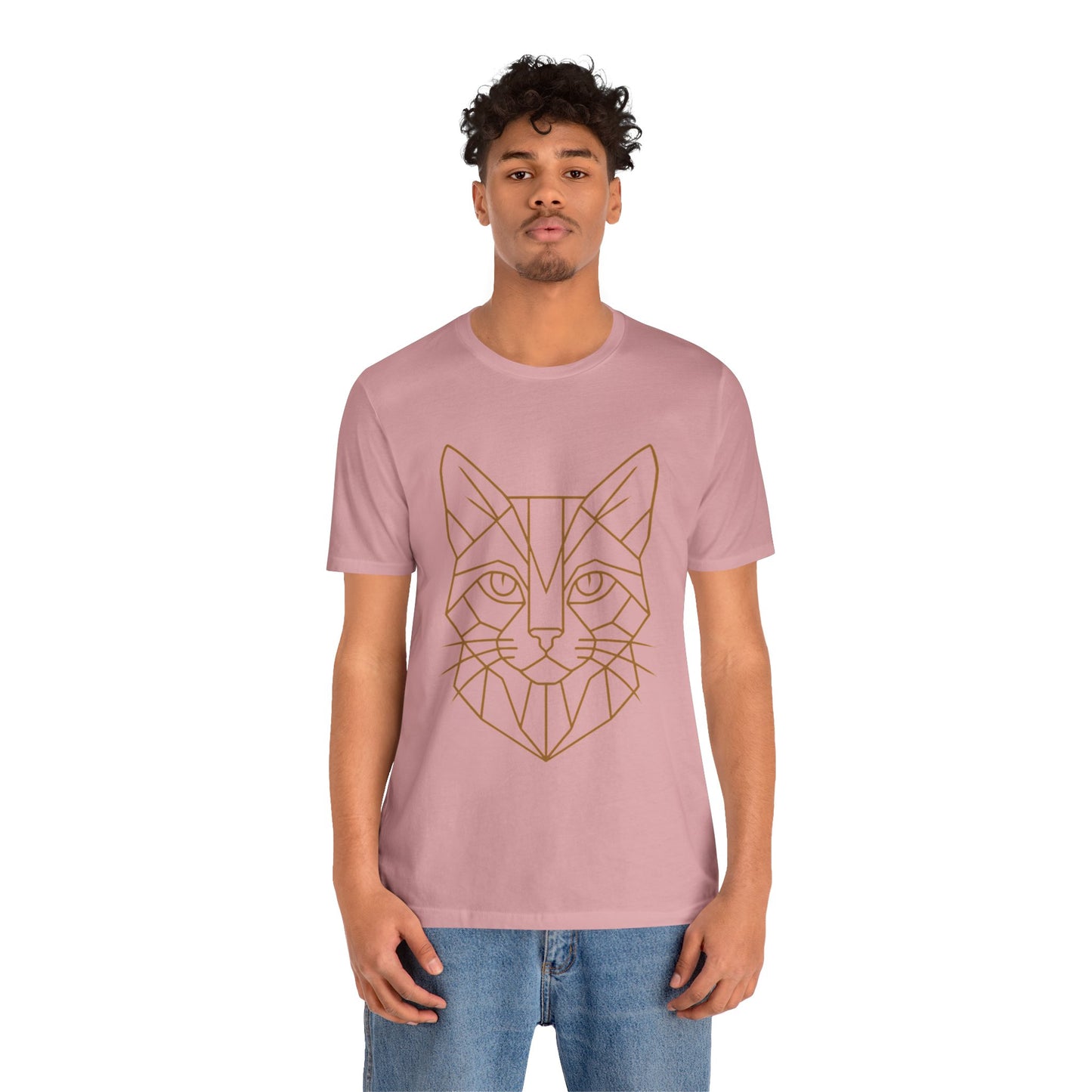 Geometric Cat T-Shirt – Minimalist Line Art Tee - WhimSpin - https://whimspin.com