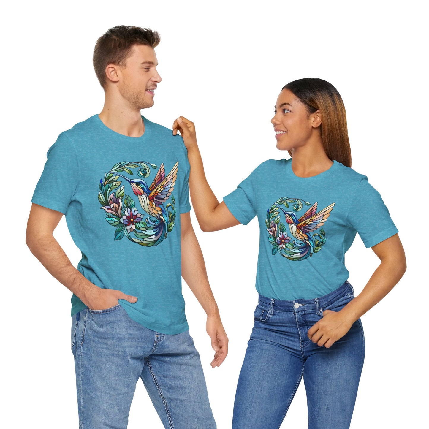 Stained Glass Hummingbird Tee – Vibrant Nature Shirt
