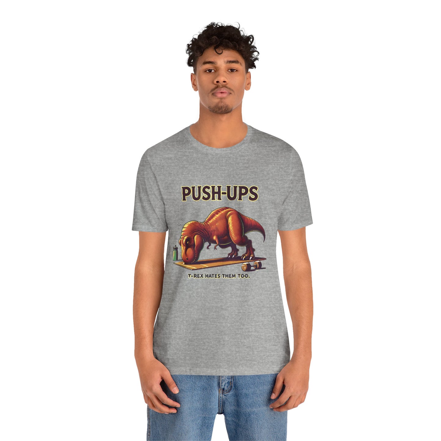 T-Rex Push-Up Graphic Tee – Funny Dinosaur Workout Graphic Shirt