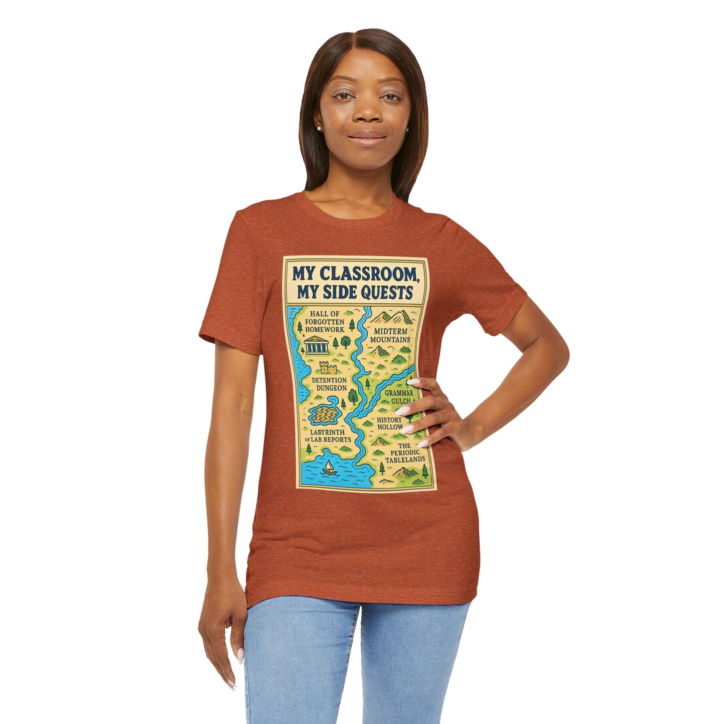 My Classroom, My Side Quests T-Shirt – RPG Map Tee for Teachers