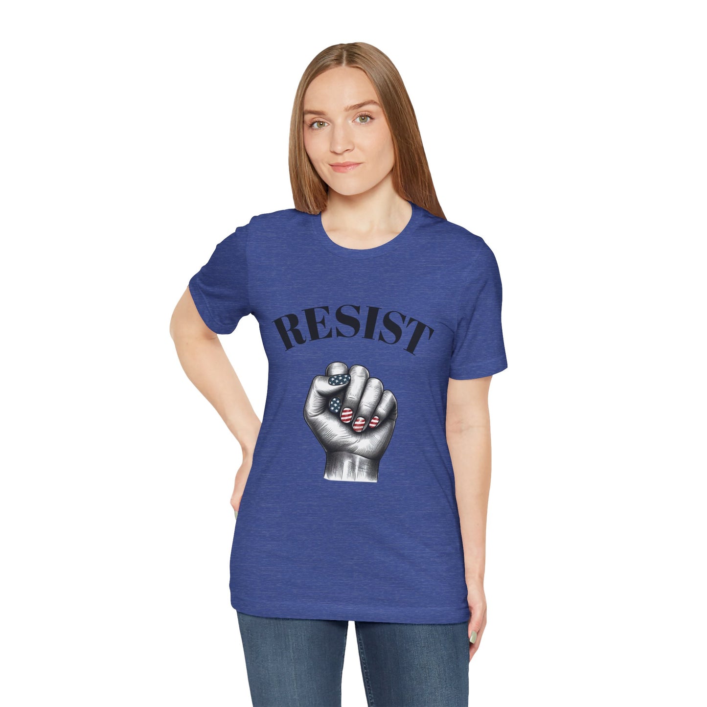 Resist Feminist Power Fist Tee – USA Flag Nails Protest Shirt - WhimSpin - https://whimspin.com