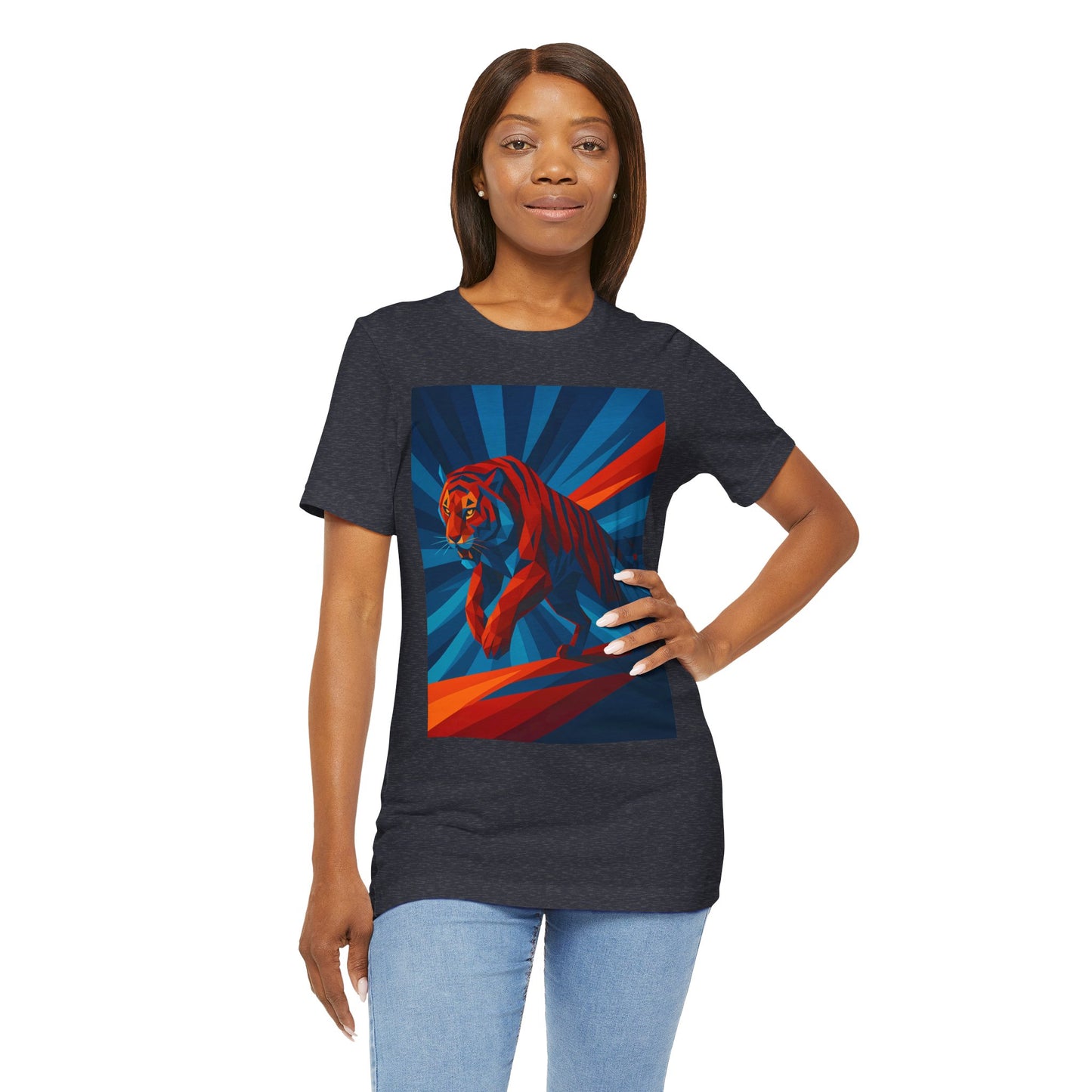 Geometric Tiger T-Shirt – Bold Jungle Animal Tee in Abstract Style - WhimSpin - https://whimspin.com