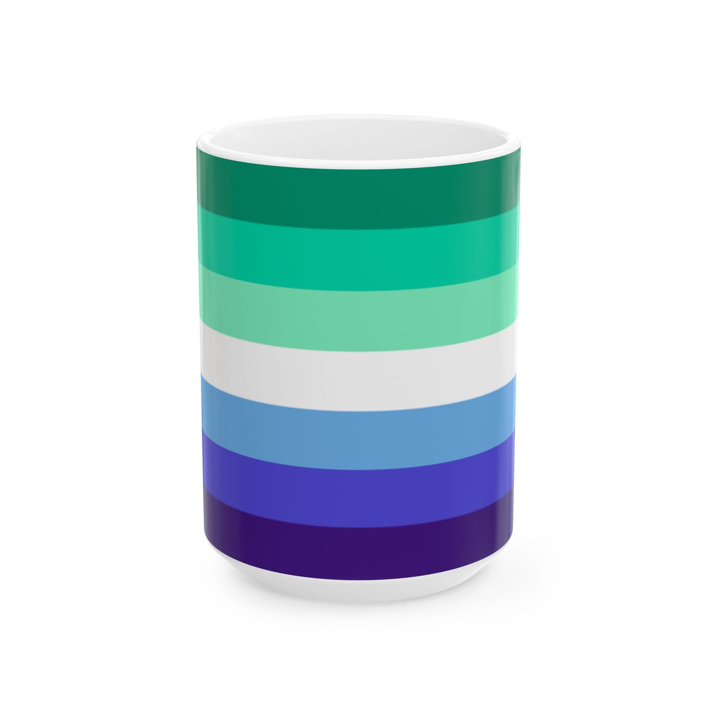 Gay Men’s Pride Flag Mug – Green and Blue LGBTQ+ Ceramic Cup