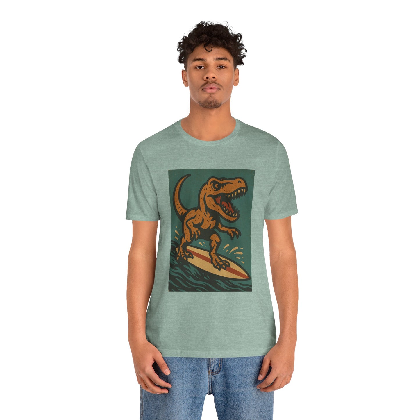 Surfing T-Rex T-Shirt – Funny Dinosaur Surfing Graphic Tee