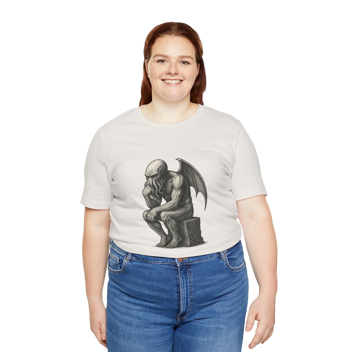 Cthulhu The Thinker Tee – Lovecraftian Parody Shirt