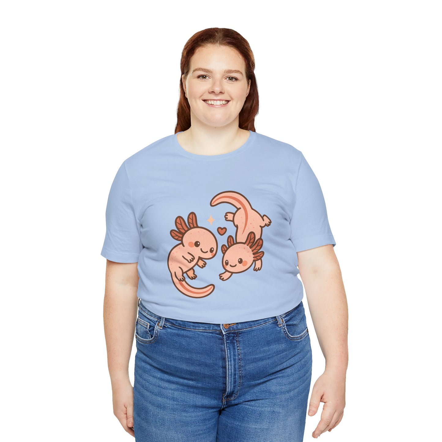 Kawaii Axolotl T-Shirt – Cute Tee with Smiling Axolotls - WhimSpin - https://whimspin.com
