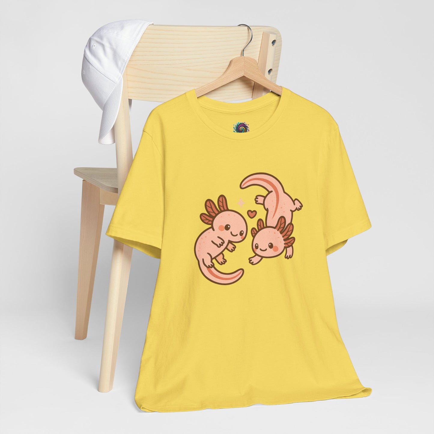 Kawaii Axolotl T-Shirt – Cute Tee with Smiling Axolotls - WhimSpin - https://whimspin.com