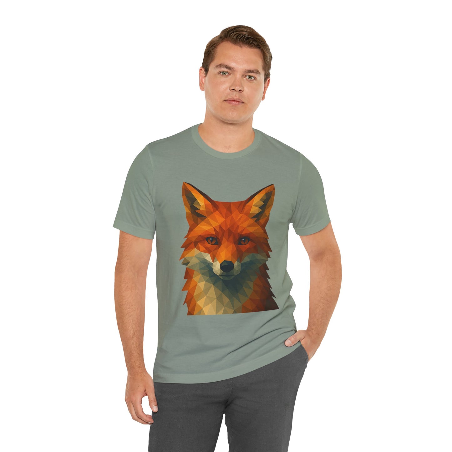 Geometric Fox T-Shirt – Polygon Animal Tee with Nature Vibes - WhimSpin - https://whimspin.com