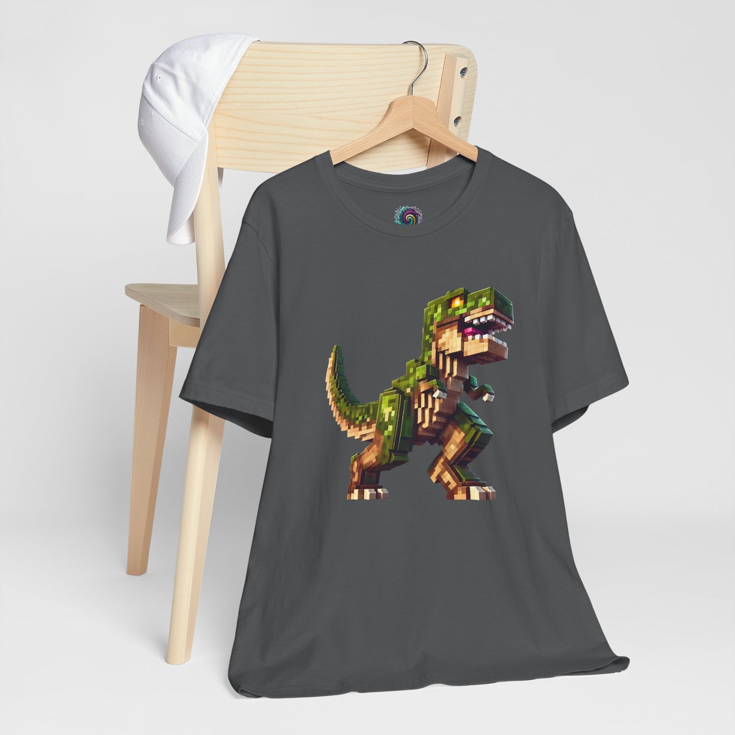 Pixel Dinosaur T-Shirt – Retro Dino Graphic Tee for Adults