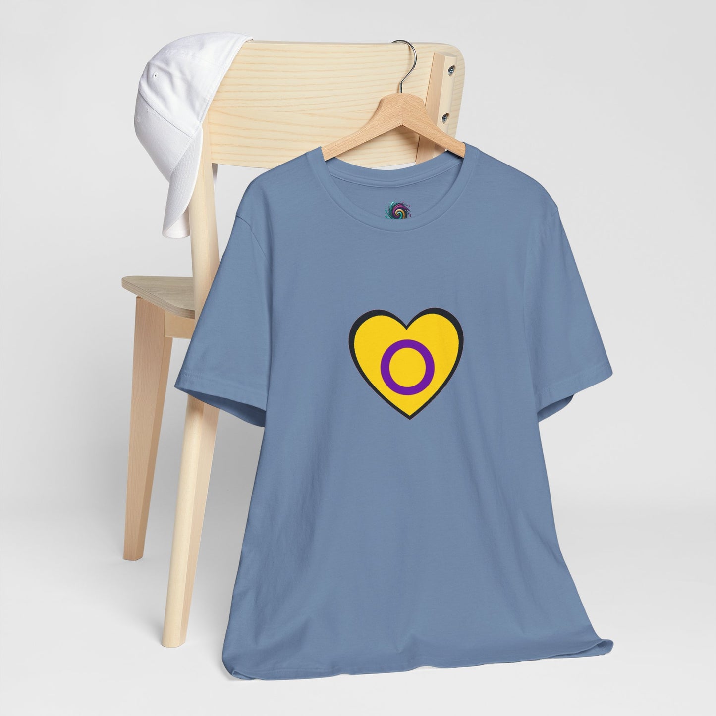 Intersex Pride Flag Heart T-Shirt – Minimalist LGBTQ+ Support Tee - WhimSpin - https://whimspin.com