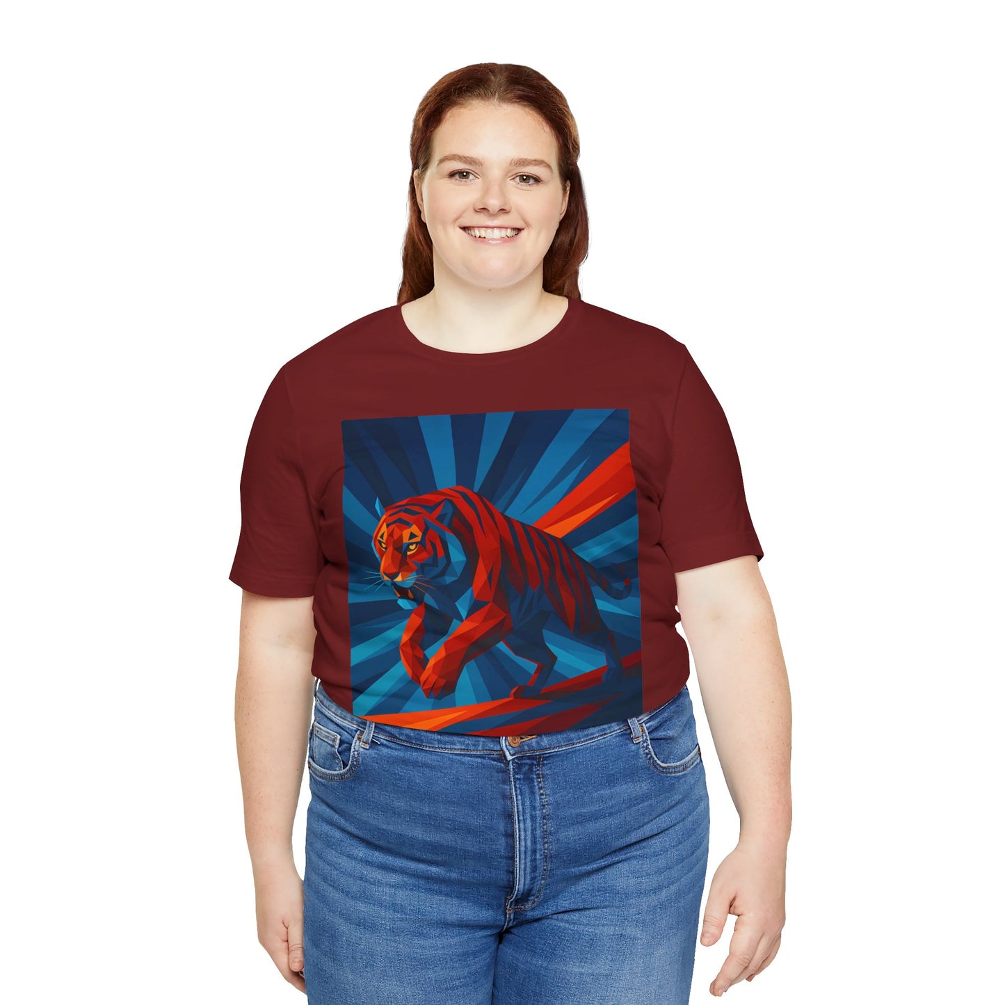 Geometric Tiger T-Shirt – Bold Jungle Animal Tee in Abstract Style - WhimSpin - https://whimspin.com