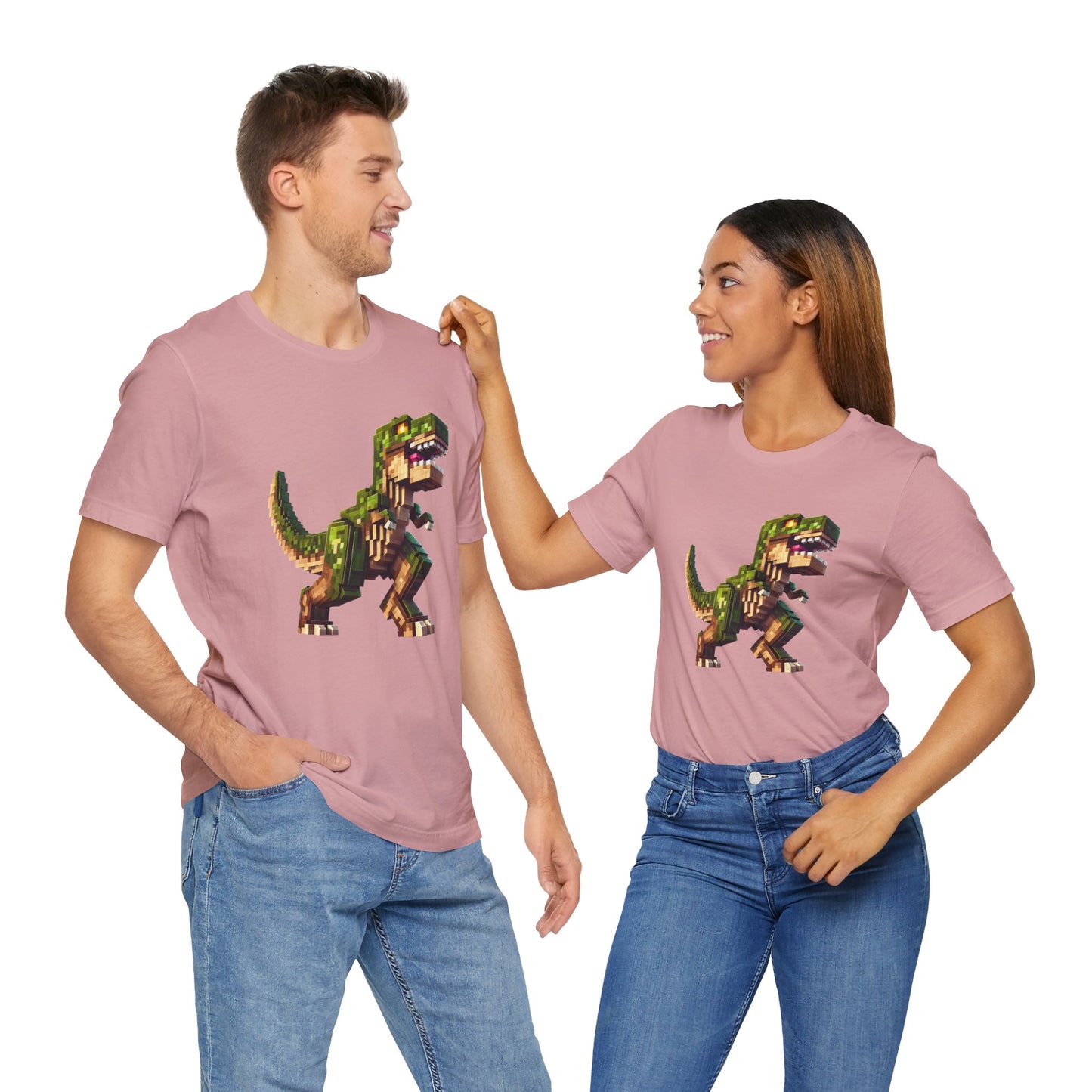 Pixel Dinosaur T-Shirt – Retro Dino Graphic Tee for Adults