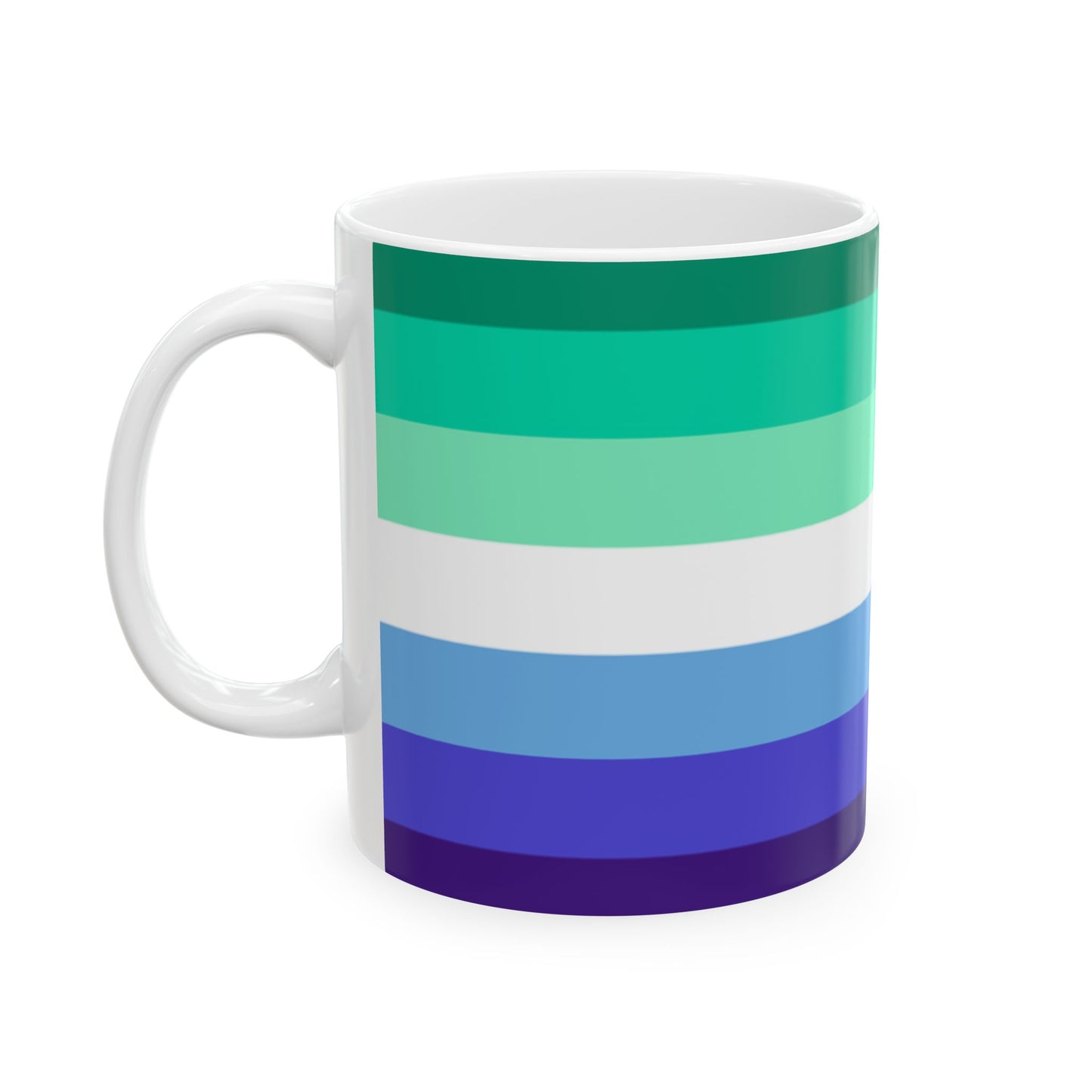 Gay Men’s Pride Flag Mug – Green and Blue LGBTQ+ Ceramic Cup