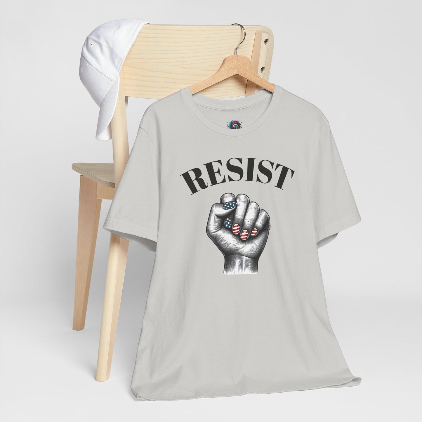 Resist Feminist Power Fist Tee – USA Flag Nails Protest Shirt