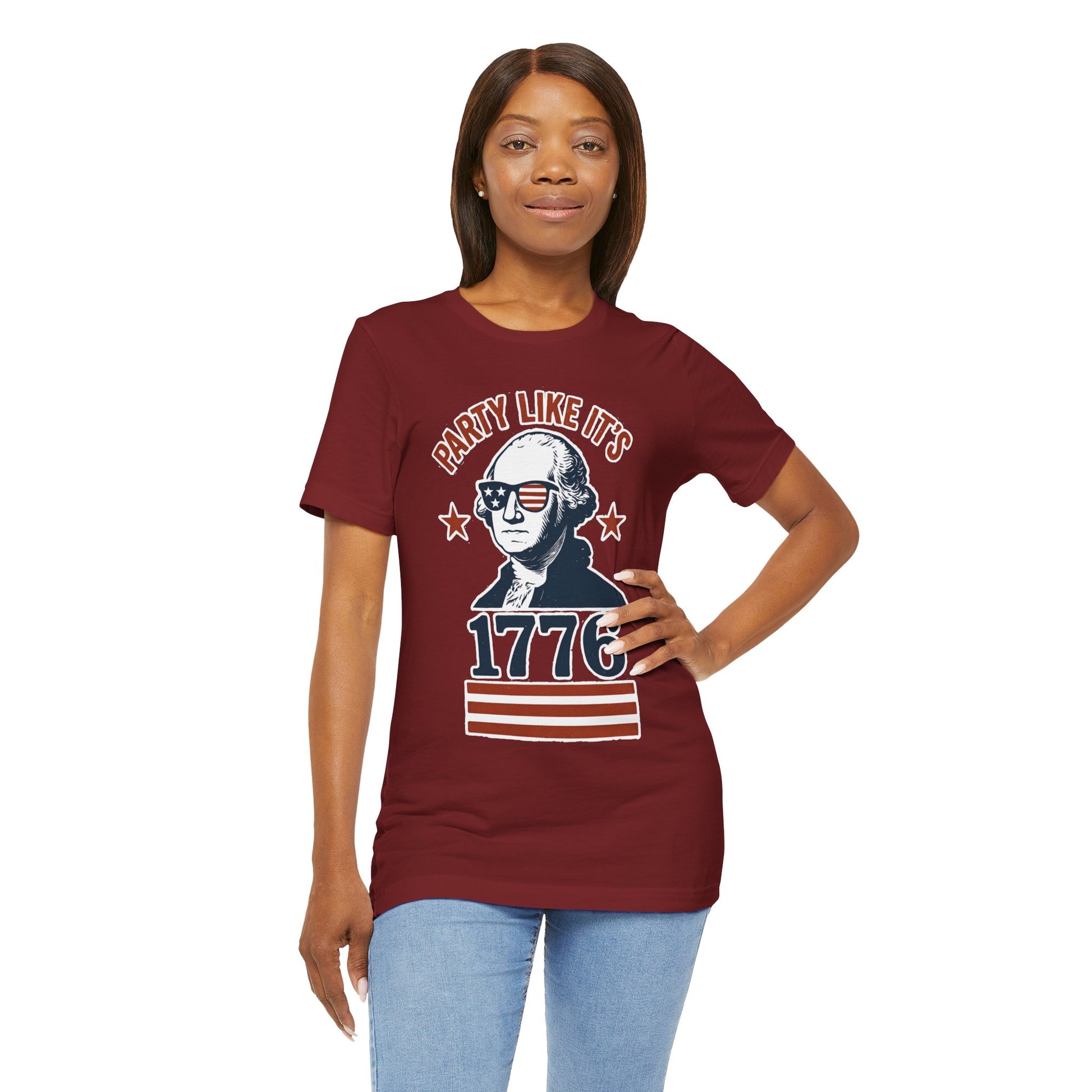 Party Like It's 1776 T-Shirt – Funny 4th of July Tee with George Washington Graphic - WhimSpin - https://whimspin.com