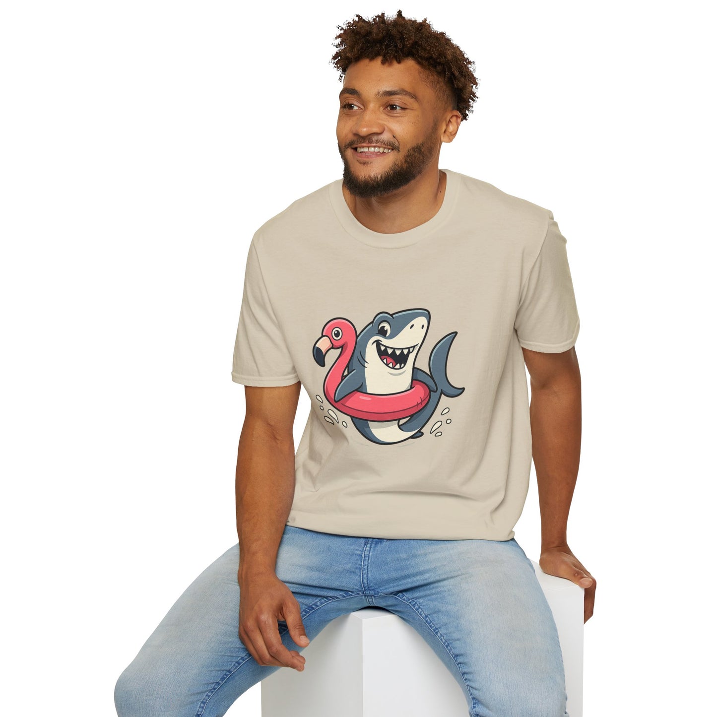Shark & Flamingo Floatie T-Shirt – Funny Beach & Pool Day Tee